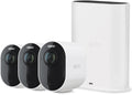 Arlo Ultra Security Camera 4K HDR (2nd Gen, 2020 Release) + SmartHub, Battery Power, Emergency Response, AI Event Captions, 1-Month Trial of Secure Plan, 180° Field of View, 3 Cam, White