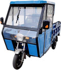 Electric Tricycle Cover, Three-Wheeler Cab Awning, Fully Enclosed Awning, Tricycle Frame Canopy with Tempered Glass, for Delivery Electric Trike(Blue A,100cm/39.4in)