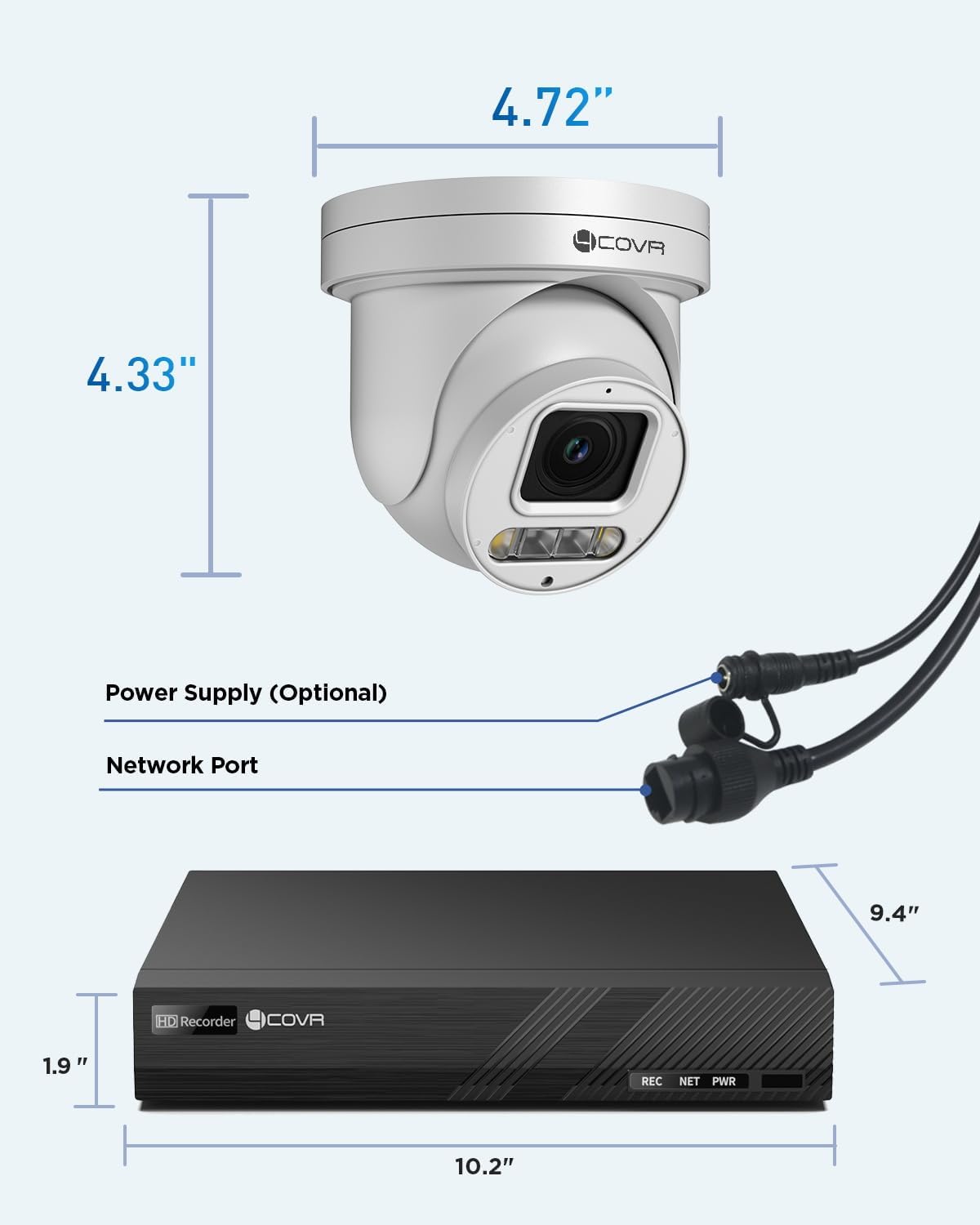 4COVR PoE PTZ Security Camera System 8 Channel, 8X 5MP IP PTZ Camera Two Way Audio, 280ｰ Pan 90ｰ Tilt 5X Optical Zoom, Smart Color Night Vision, Human Vehicle Detection, 4K NVR 2TB HDD, LY5XCP5M0808