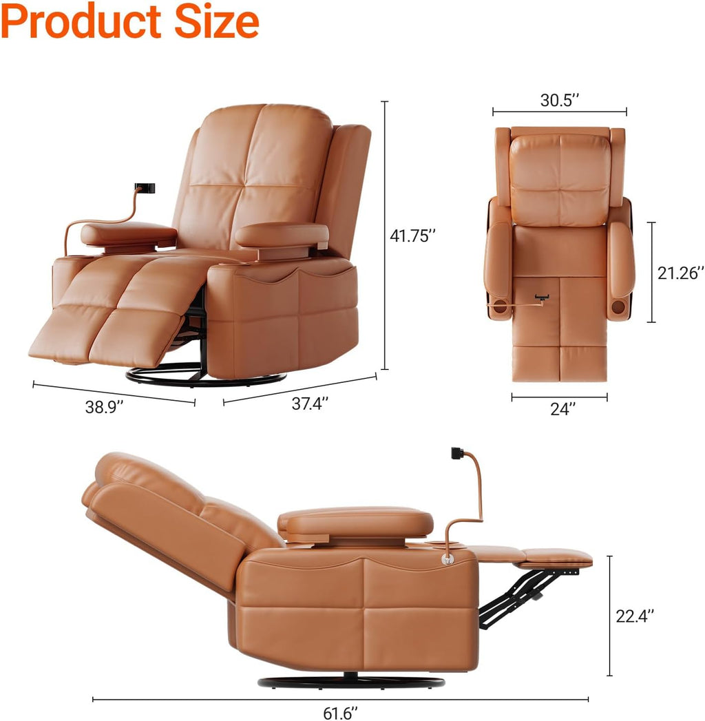 MAMAZING Lullapod Power Nursery Recliner Rocking Chair, Triple Motor Power Recliner with HugAssist Armrest, 270° Swivel Glider and Quiet Rocking Chair Nursery with Dual Charging Port and Storage