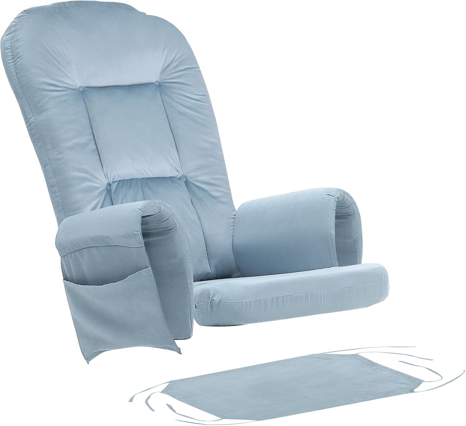 BECHAEO 5PCS Velvet Glider Rocker Replacement Cushions with Ottoman Cover Soft Thicken Rocking Chair Cushion Set for Indoor Nursery Glider Rocking Chair, Baby Blue