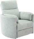 Pemberly Row Fabric Power Swivel Glider Recliner Chair in Green with USB Charging Ports and 2 Comfort Pillows for Living Room
