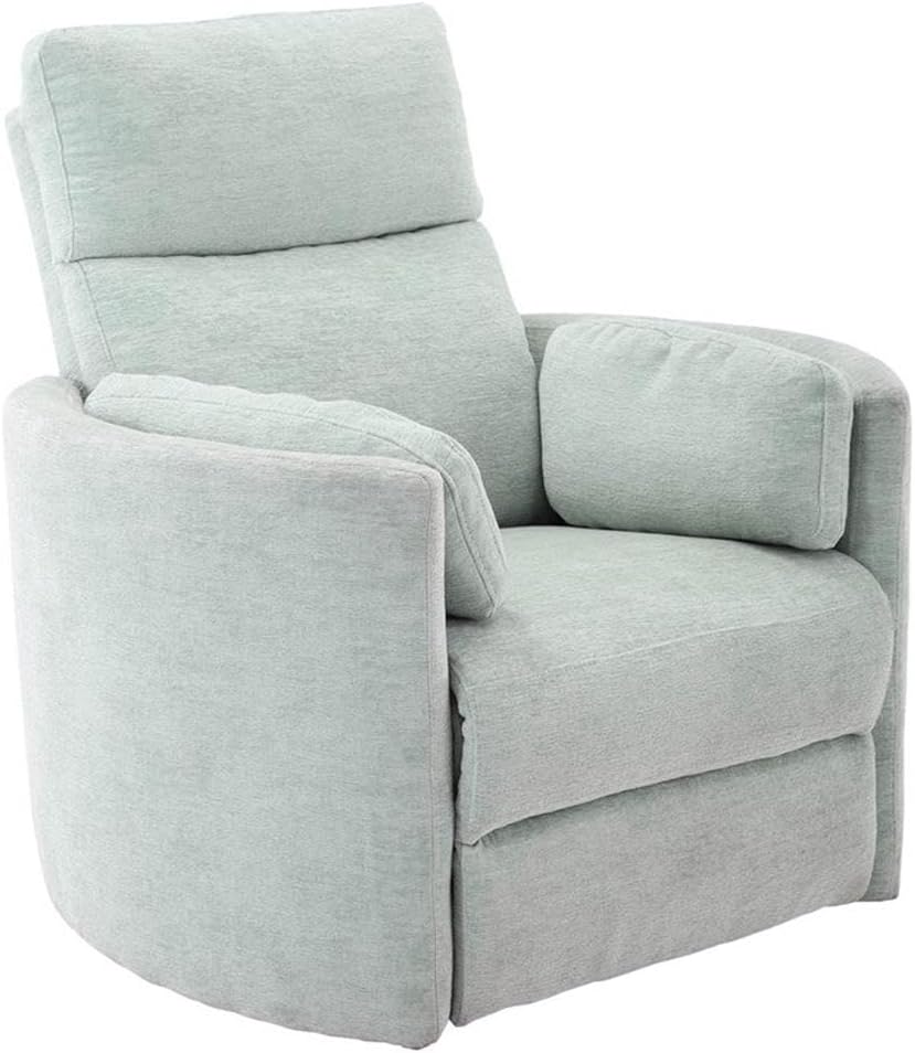 Pemberly Row Fabric Power Swivel Glider Recliner Chair in Green with USB Charging Ports and 2 Comfort Pillows for Living Room