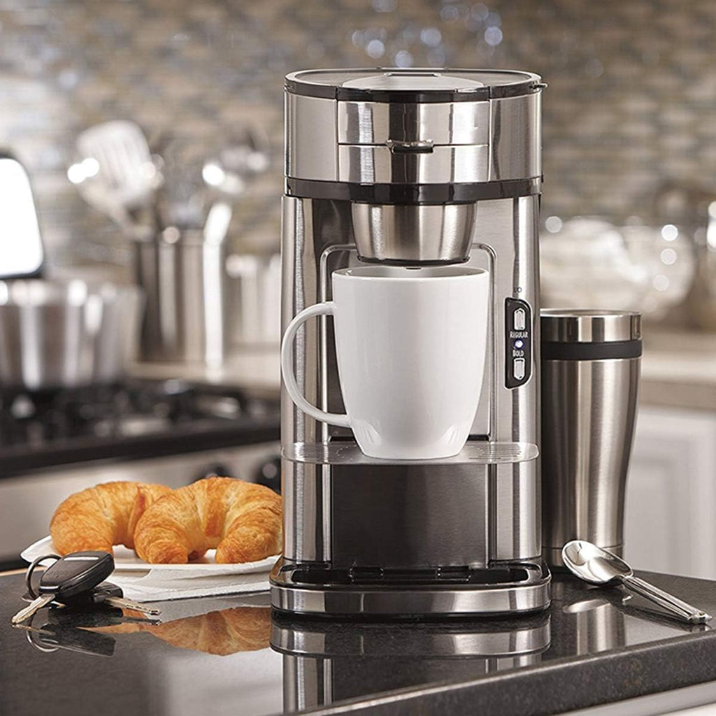 Coffee Machine Coffee Machine Filter Coffee Machine,Detachable Filter Automatic Coffee Makers for One Cup Stainless Steel 1300W