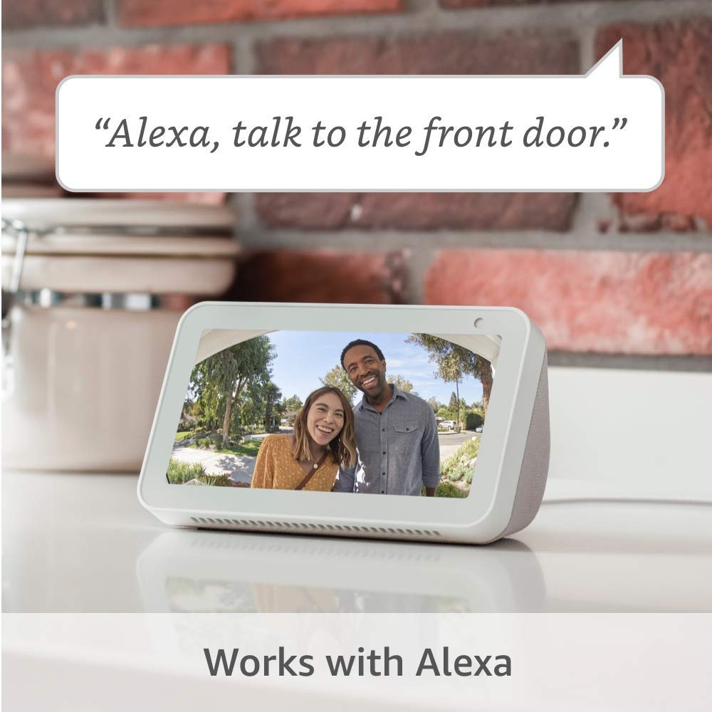 Ring Video Doorbell (Satin Nickel) with Spotlight Cam Plus, Plug-In White