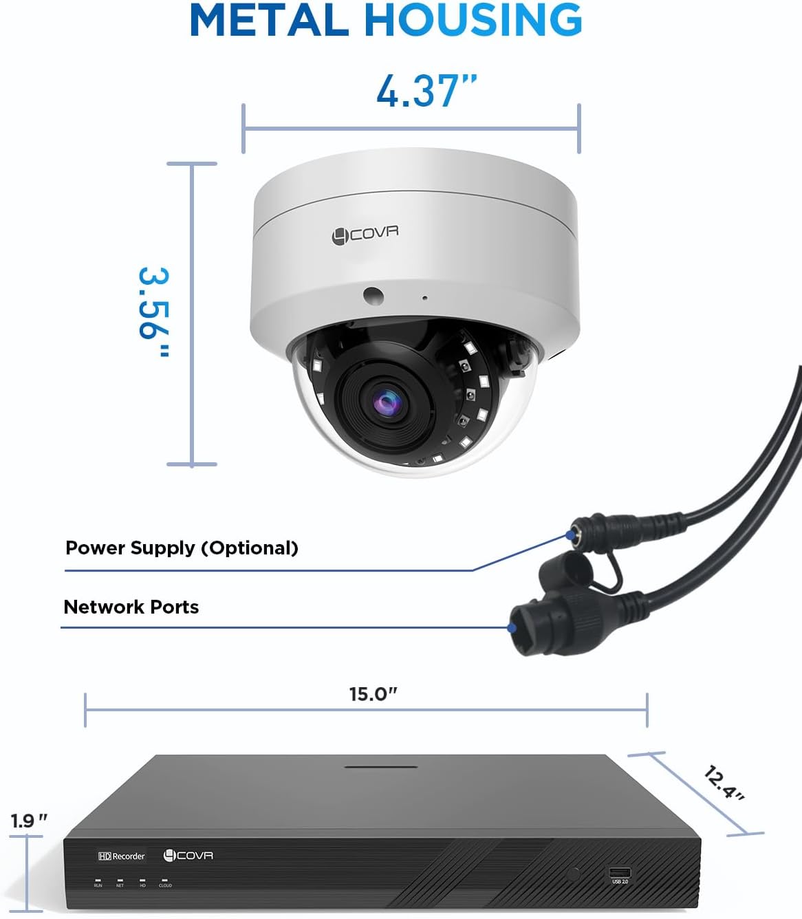 4COVR 12MP 16 Channel PoE Security Camera System, Human/Vehicle Detection, 12Pcs IK10 Vandal-Proof 12MP Wired Commercial Dome IP Camera IP67, 16CH NVR 4TB, Business Surveillance Outdoor, LY54AXAM1612