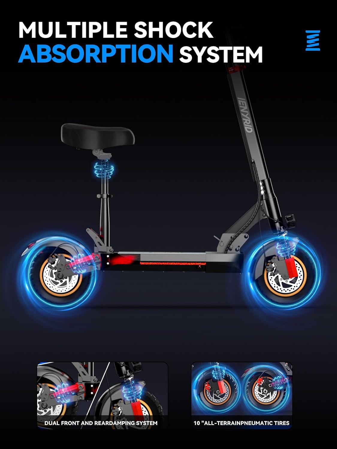 AONIU M4 Electric Scooter For Adults With Seat Off Road Escooter Fast 25-30mph E Scooter 300 Lbs+ Heavy Duty Electric Scooters Long Range 31 Miles All Terrain Foldable For Teens Commuting