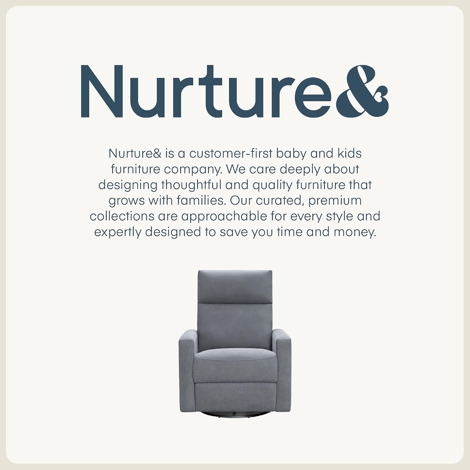 Nurture& The Glider Plus - Premium Nursery Power Recliner | Swivel Chair with Adjustable Head Support and Adjustable Lumbar Support | Built-in USB - The Ultimate Comfort for Nursing, Relaxing (Gray)
