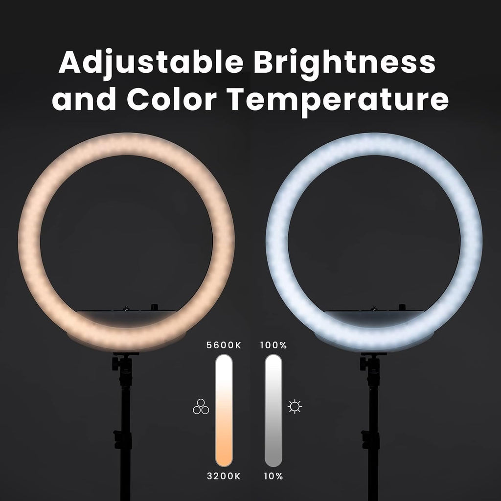 Lume Cube LED Ring Light for Videos, Selfies, Live Streaming |18' Circle Light with Stand, Phone Holder, and Camera Mount | Portable + 6.5 ft Tripod Stand and Travel Case | Battery Not Included