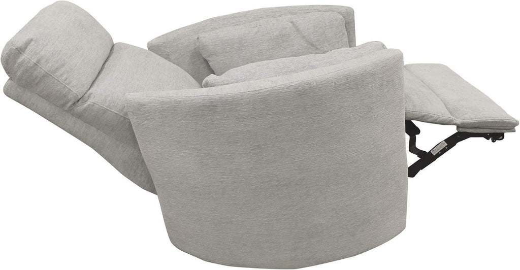 Pemberly Row Polyester Power Swivel Glider Recliner in Mineral White with USB Charging Ports and 2 Comfort Pillows for Living Room