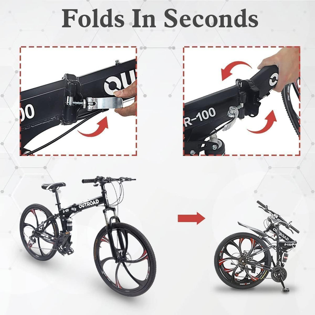 26 ich Folding Mountain Bike, 21 Speed High Carbon Steel Mountain Bike for Adults with 26 Inches Durable Tires, Front Suspension Folding Bicycle for Women and Man | 26 ich, High Carbon Steel, Durable Tires, Front Suspension, Folding Bicycle