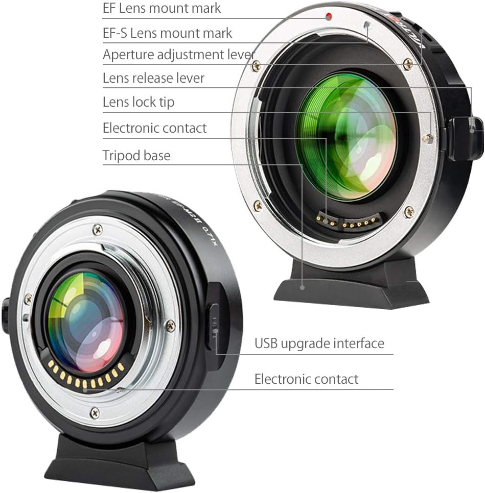 VILTROX EF-M2II Lens Adapter, EF to M4/3 Mount Auto-Focus Speed Booster Adapter for GH6 GH5M2 BMPCC 4K GH4 GH5 G100 G95 G85 OM-1 EM-1 E-M1X E-M1 iii E-M5 iii E-M10 iv E-M10 iii