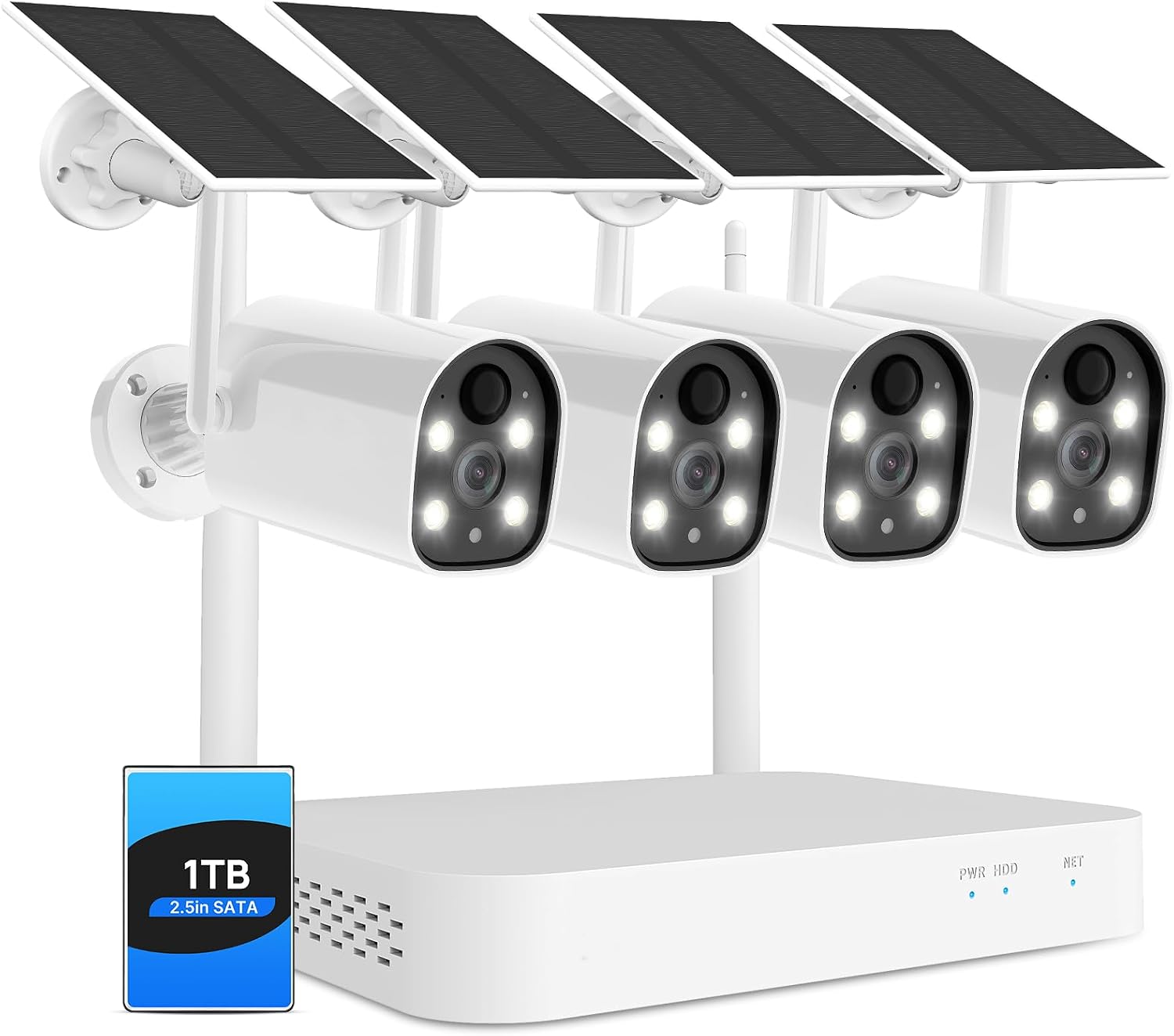 Hiseeu Solar Wireless Security Camera System Outdoor, 10-Channel 2K NVR, 4MP Battery Cameras, AI Human Detection, Color Night Vision, 2-Way Audio, 1TB HDD