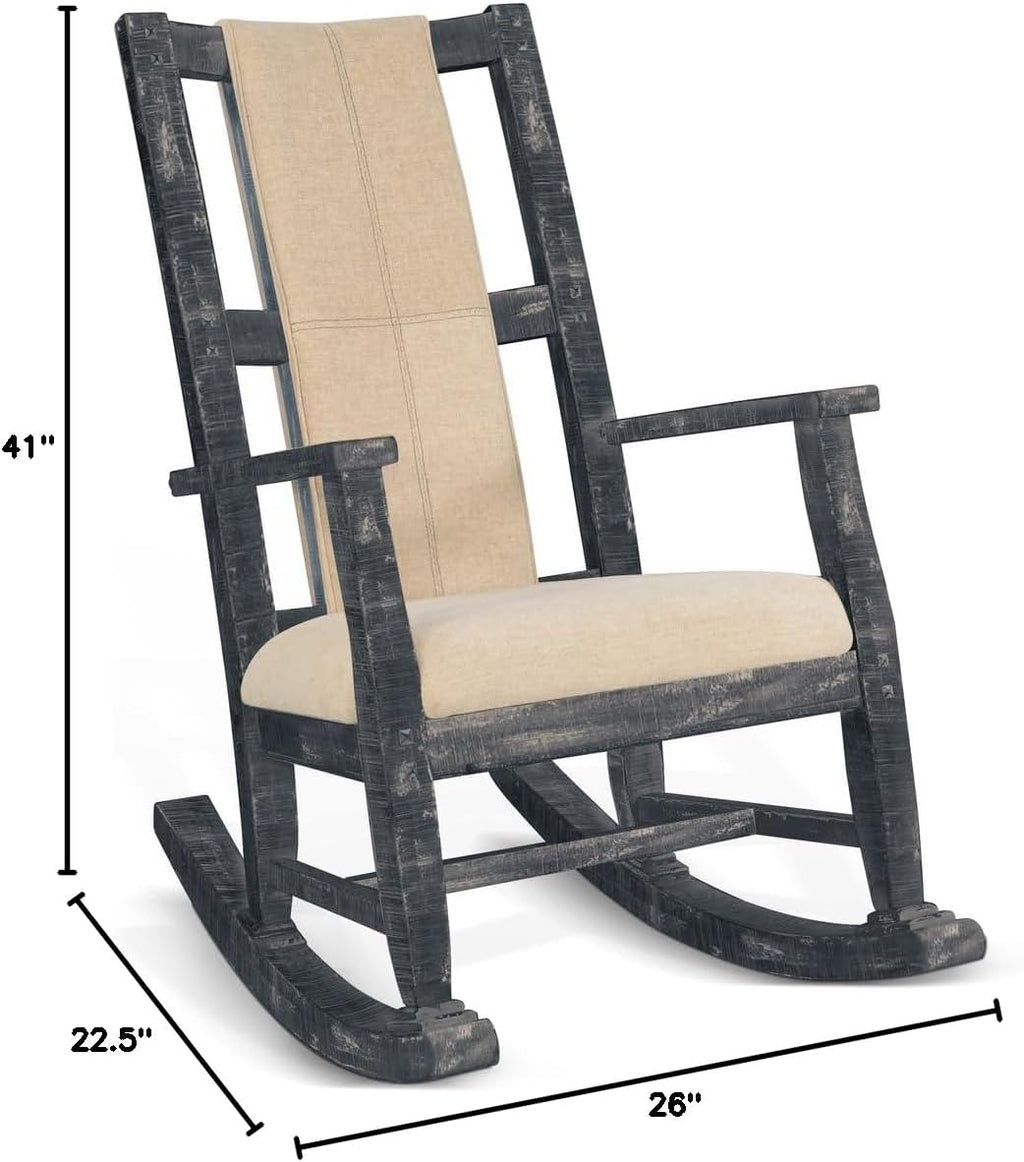 Sunny Designs Marina Mahogany Rocking Chair with Cushion Seat & Back in Black