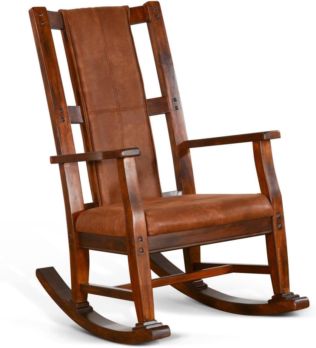 Sunny Designs Santa Fe Farmhouse Mahogany Wood Rocking Chair in Dark Chocolate