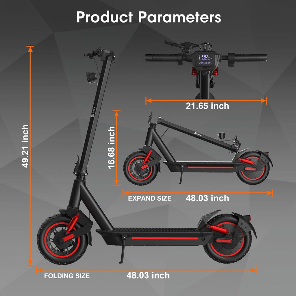 Electric Scooter for Adults 10' Off-Road Pneumatic Tire 1200W Motor Max 33 Miles Long Range, 30 MPH Top Speed with Cruise Control, Dual Suspensions, Turn Signals Foldable E-Scooter, UL-2272 Certified