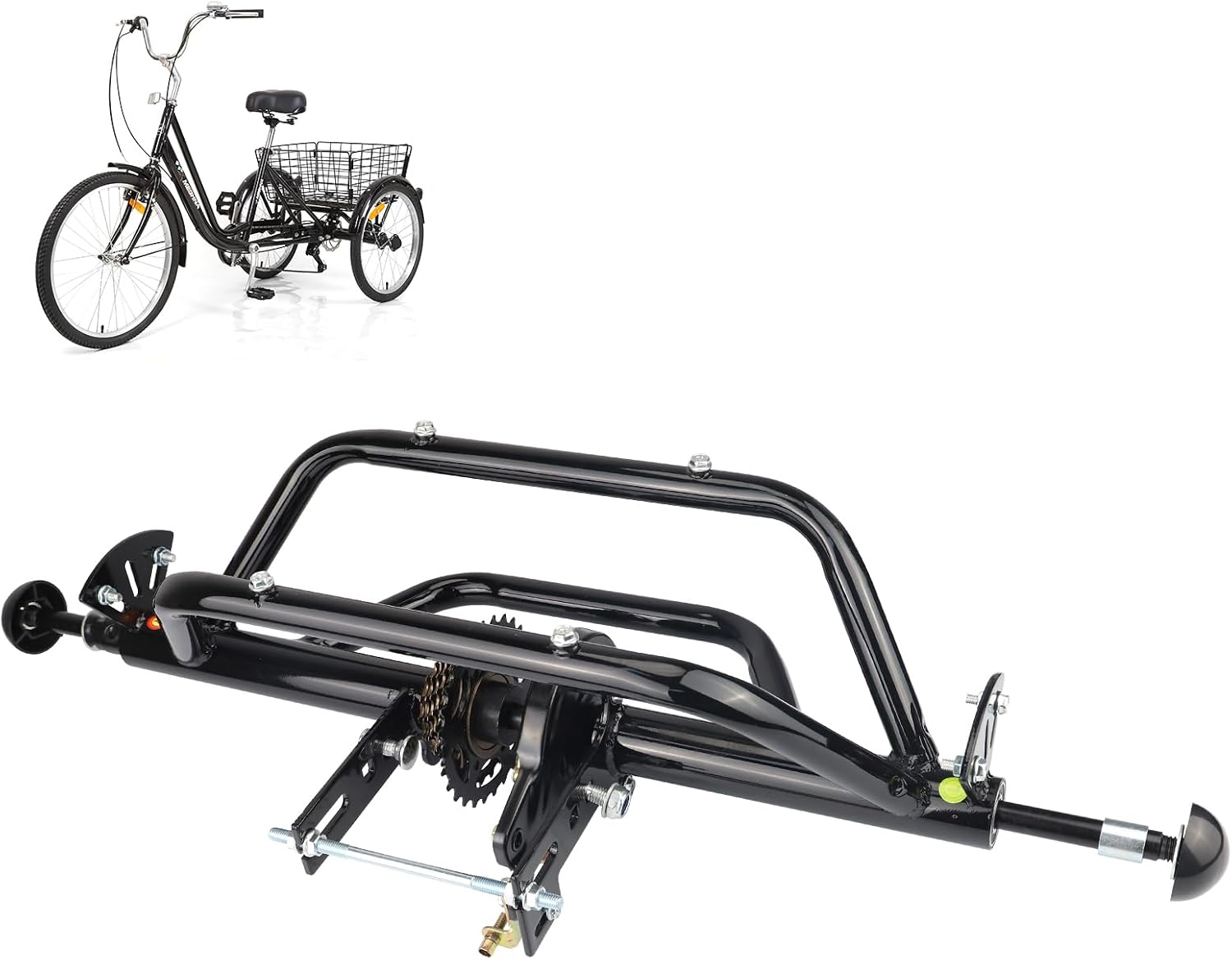 WEEROCK 20' 24' 26' Tricycle Rear Axle Tricycle Conversion Kit Single Speed/ 7 Speeds for 20 24 26 Inch Adult Tricycle, Trike, 3 Wheel Bikes，Black