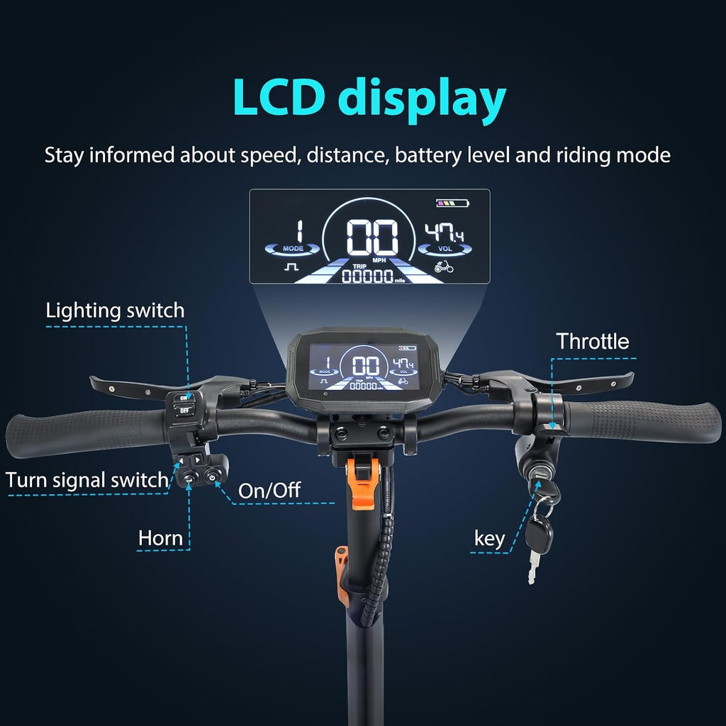 Electric Scooter Adults, 1600 W Motor Up to 50 Miles Range & 40 MPH Top Speed, 10' Off Road Tire Folding E-Scooter with Detachable Seat for Teen Commuting (UL 2272tested)