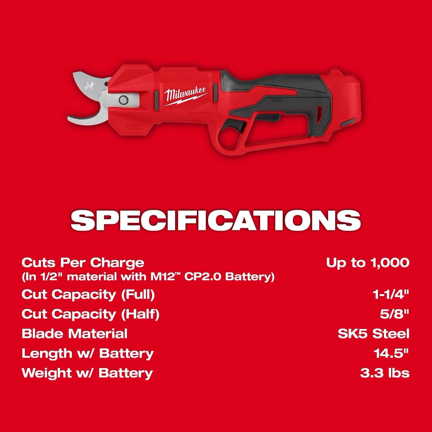 Milwaukee Electric - M12. BRUSHLESS Pruning Shears