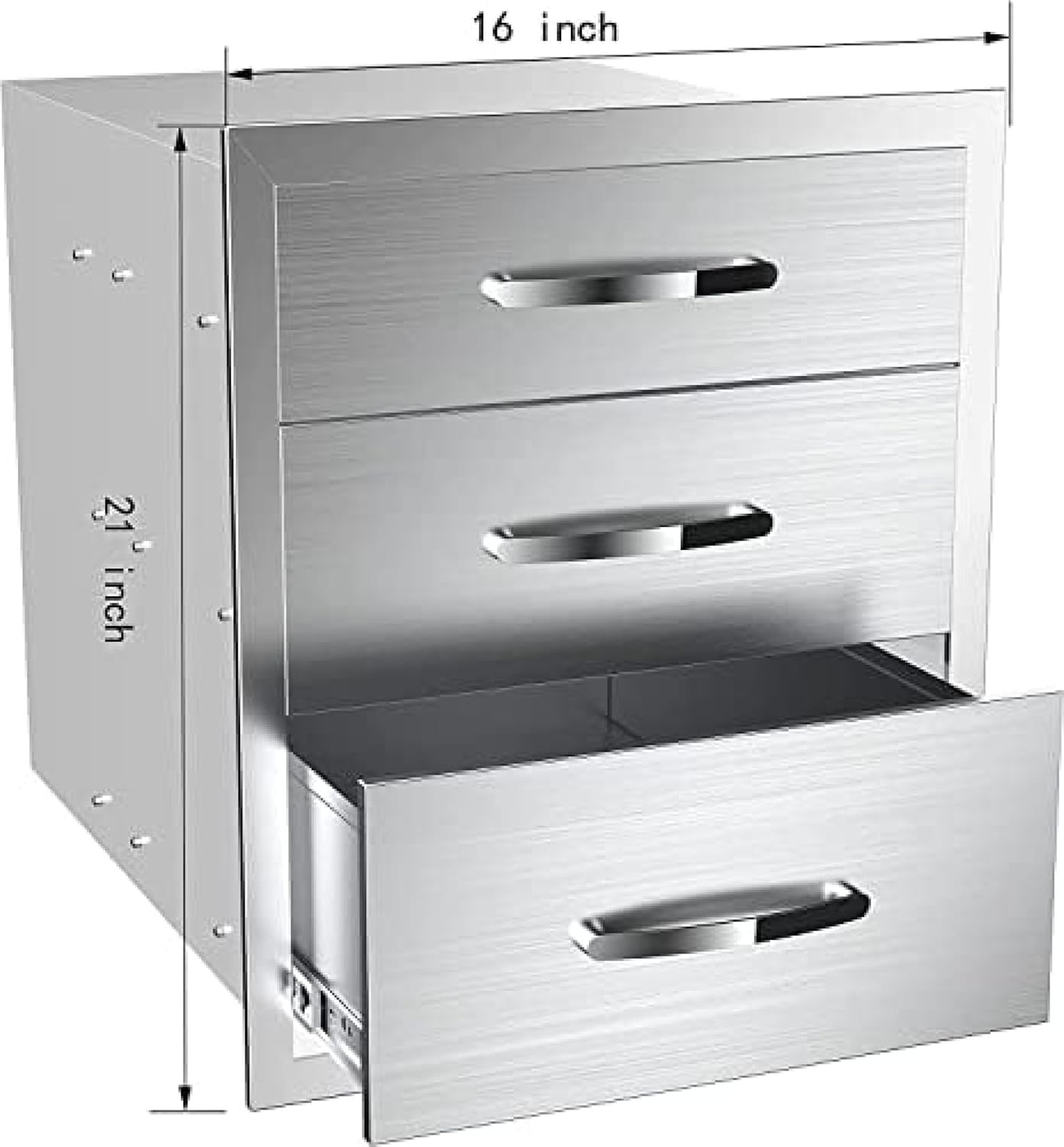 Outdoor Kitchen Drawer BBQ Drawer Outdoor Kitchen Access Drawers Horizontal- Stainless Steel Double Drawers for Outdoor Kitchen Grilling Station Or BBQ Island,16Wx23Dx21H