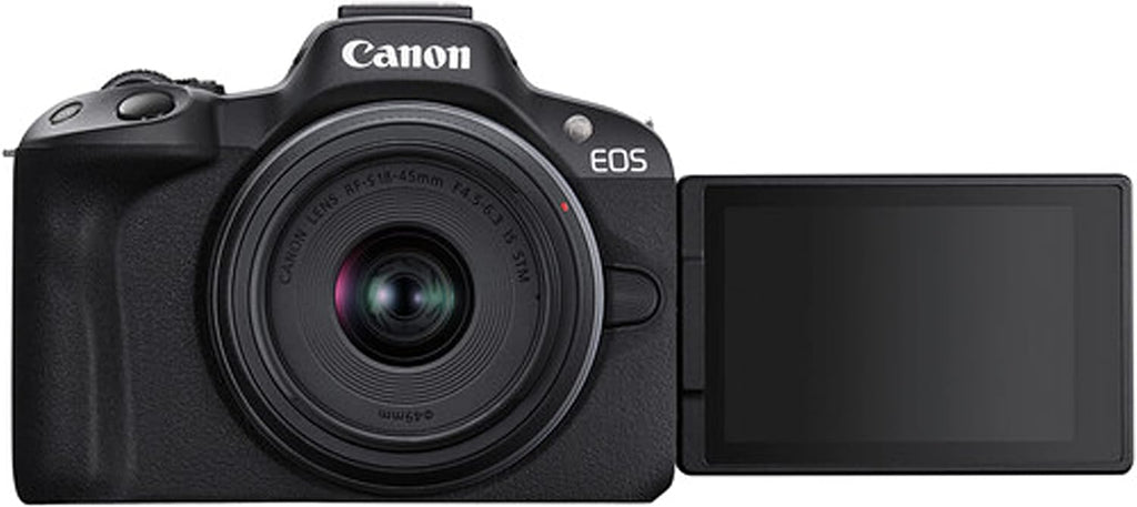Canon EOS R50 24.2MP APS-C CMOS Sensor Mirrorless Camera with 18-45mm Lens + 64GB Memory + Stabilizing Grip + Software Pack +More (Value Bundle) (Renewed)