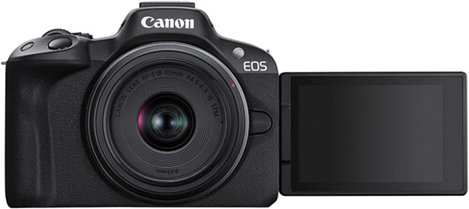 Canon EOS R50 24.2MP APS-C CMOS Sensor Mirrorless Camera with 18-45mm Lens + 64GB Memory + Stabilizing Grip + Software Pack +More (Value Bundle) (Renewed)