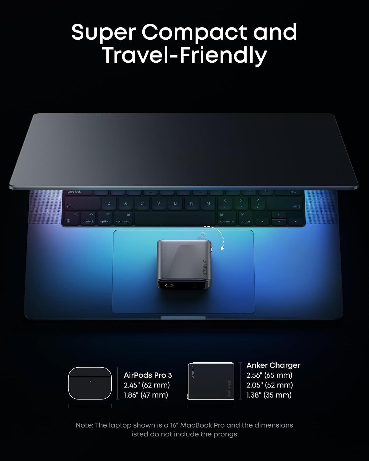 Anker Prime Charger,160W 3-Port Compact GaN USB C Charger,Smart Display and Touch Control,Up to 140W Single‑Port Fast Charging,for MacBook Pro,Laptop,iPhone 17 Series(Cable Not Included,Non-Battery)
