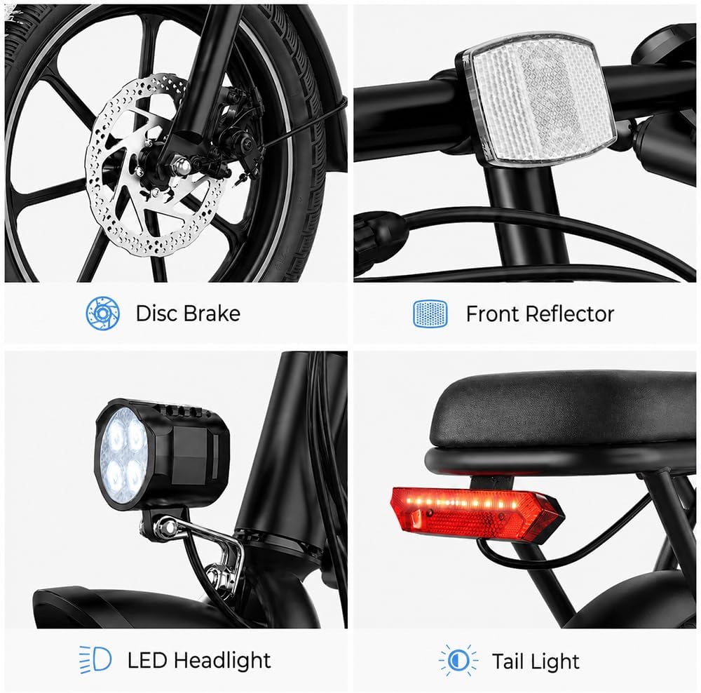 WINDHORSE 16' Folding Electric Bike for Adults, 630W Peak Electric Bicycle, 20MPH, 20-35 Miles Range, 288Wh Removable Battery, UL2849 Certified Commuter Ebike