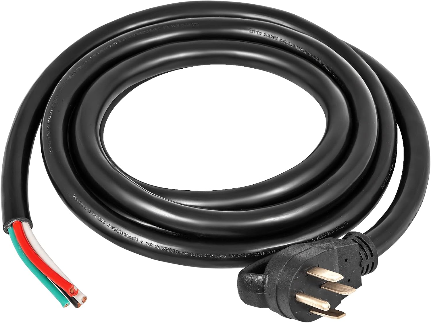VEVOR 25 FT 50 Amp Generator Extension Cord 6/3+8/1 AWG STW 50A RV Power Cord NEMA 14-50P to Bare Wire Cut Cord for Manual Transfer Switch Home Backup Camper Trailer Temporary Power ETL Certified