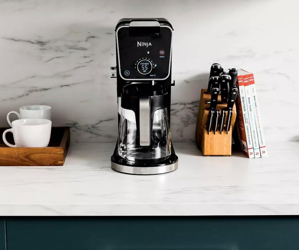 Ninja CFP301 DualBrew Pro Specialty 12-Cup Drip Maker with Glass Carafe, Single-Serve for Coffee Pods or Grounds, with 4 Brew Styles, Frother & Separate Hot Water System, Black