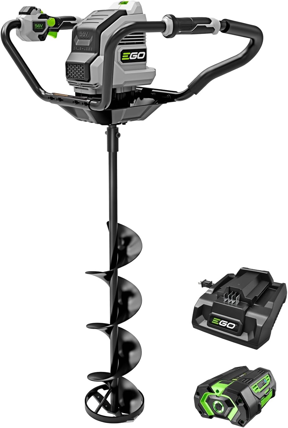 EGO Power+ 8' Auger, Electric Ice Auger for Ice Fishing, Includes 56V 5.0Ah Battery and Charger - IG0804