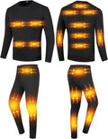 Heated Thermal Underwear Set for Men Women, 20 Zone Electric Heating Baselayer Long Johns for Outdoor Cycling HuntingBlack,XS