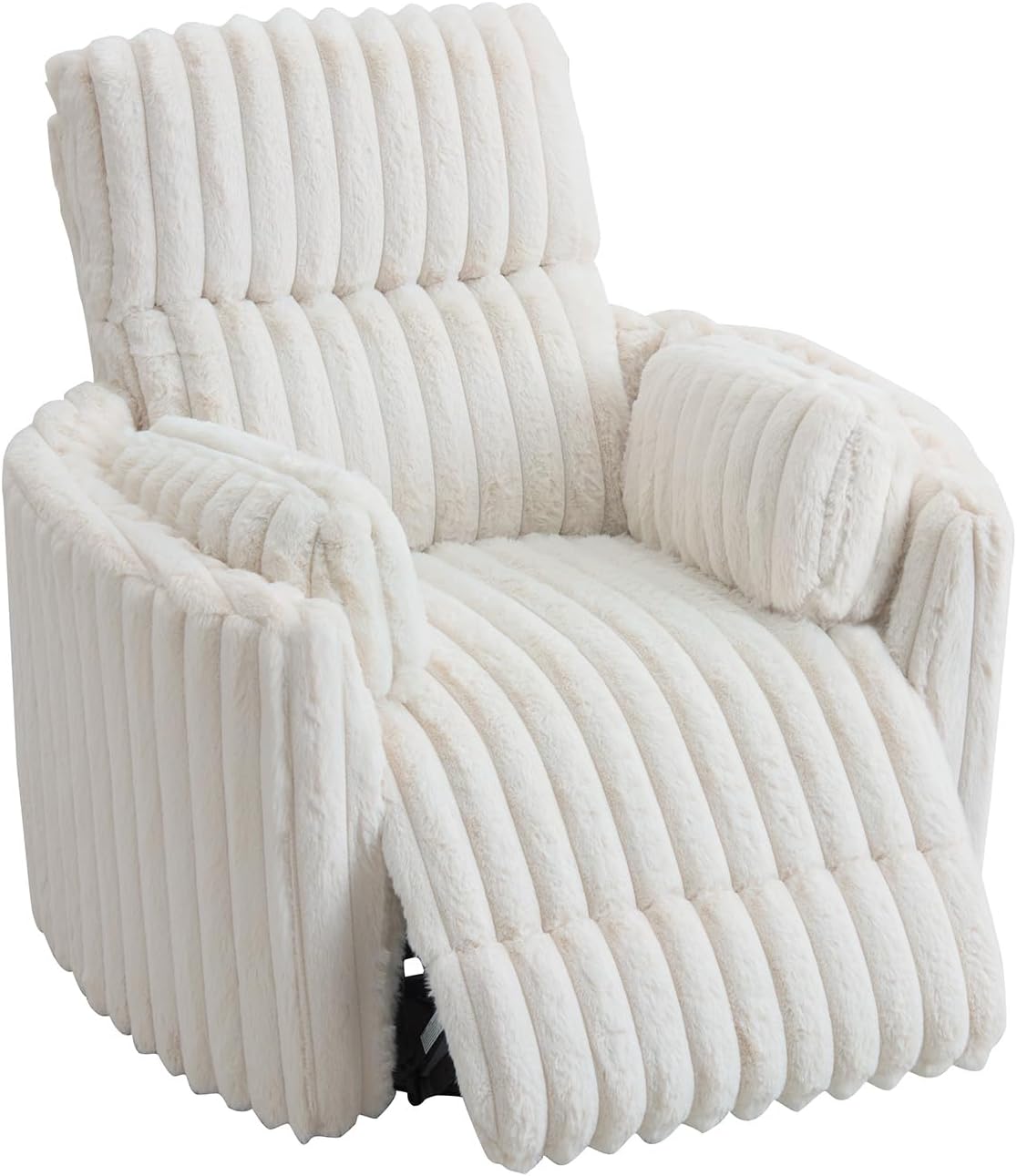 Jocisland Power Recliner Nursery Chair for Adults, Electric Swivel Rocking Glider with USB & Type-C Charge, Plush Corduroy Armchair with 2 Pillows, Cozy Reclining Sofa for Living Room, Bedroom, Cream