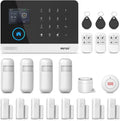 LWOHSI Home Alarm System with LCD Screen,Wireless Home Security Systems with Door Window/Motion Sensors,Loud Siren,GSM 4G /SMS/Tuya APP Alerts,Compatible with Alexa and Google,NO Monthly Fees