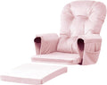 Lucky Monet 5Pcs Glider Rocker Replacement Cushions - Velvet Glider Cushions Replacement Set with Side Storage Pockets, Thick Chair Cushions Washable & Non Slip, Cushion ONLY - Pink