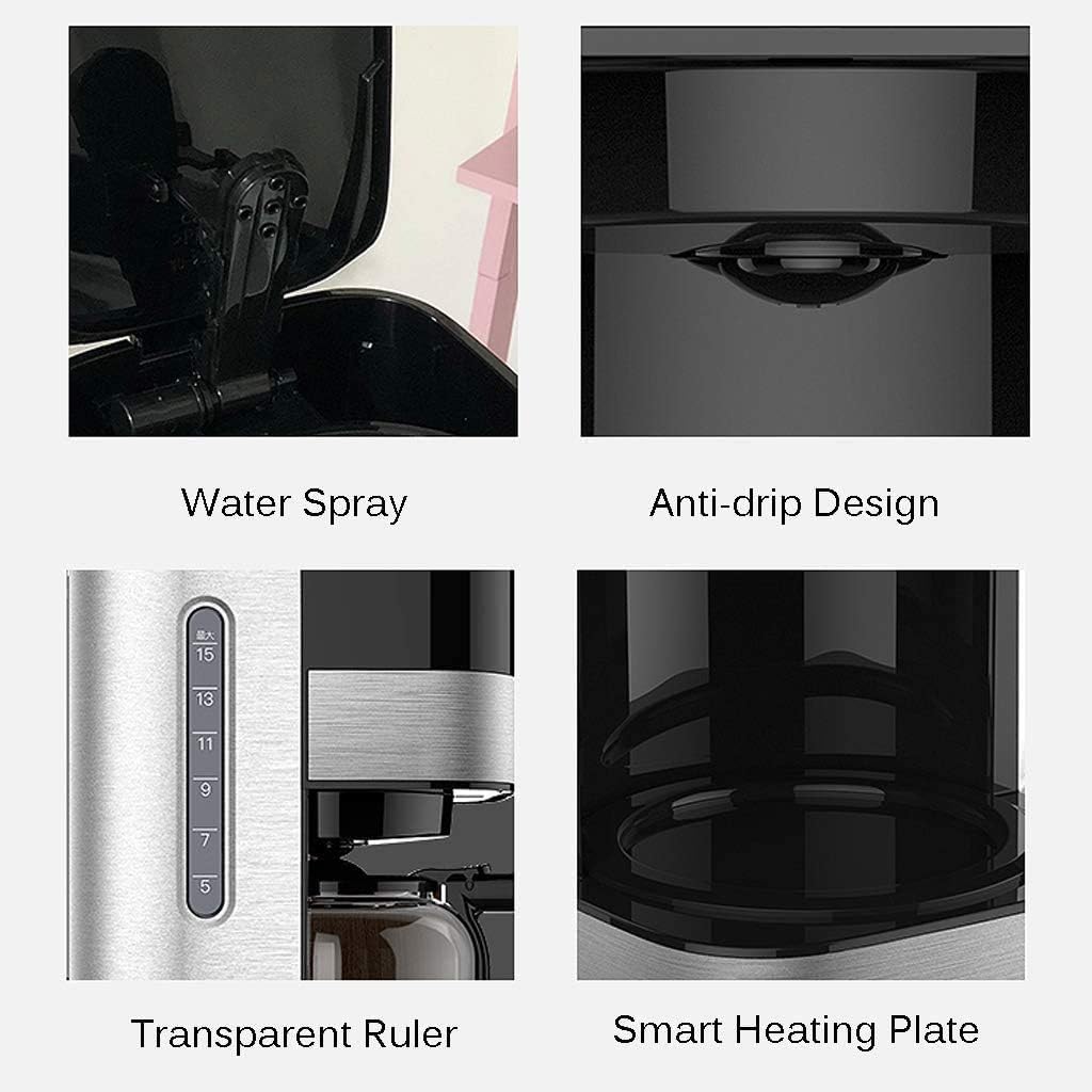 Coffee Machine Coffee Machine Automatic American Espresso Machine, Filter-Free Paper Drip-Proof Coffee Pot Home, Stainless Steel + Pp Material, 110V~240V, Pp, Power 800W