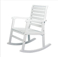 JONATHAN Y RCK101C Carey Modern Slat-Back 300-Lbs Support Acacia Wood Patio Outdoor Rocking Chair for Garden, Lawn, Backyard, Pool, Deck, Beach, Firepit, White