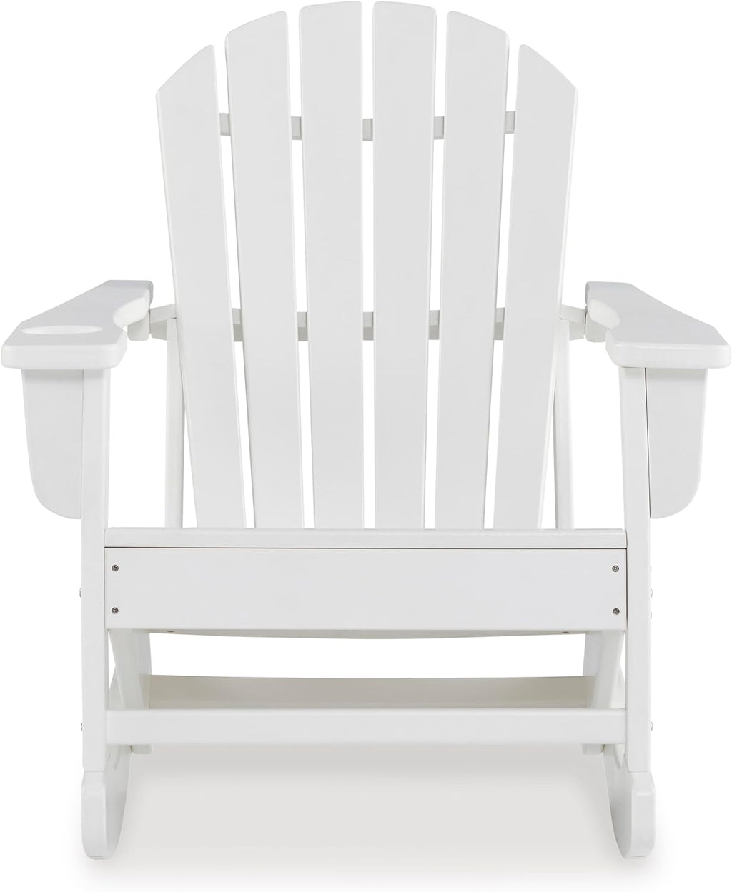 Signature Design by Ashley Sundown Treasure Cottage Weather Resistant Outdoor Rocking Chair with 1 Cup Holder, White