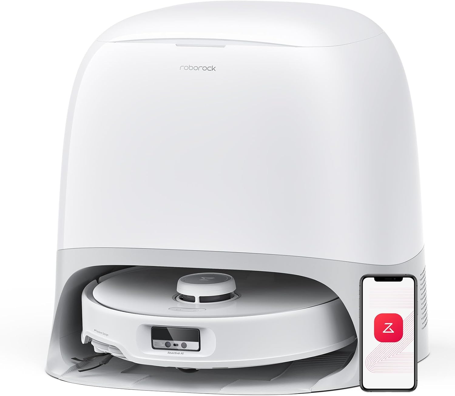 roborock Qrevo Curv Robot Vacuum and Mop, Zero-Tangling, AdaptiLift Chassis, FlexiArm Technology, Al Obstacle Recognition, 17mm Mop Lift, 18,500Pa Suction, Hot Water Mop Washing & Dock Self Cleaning