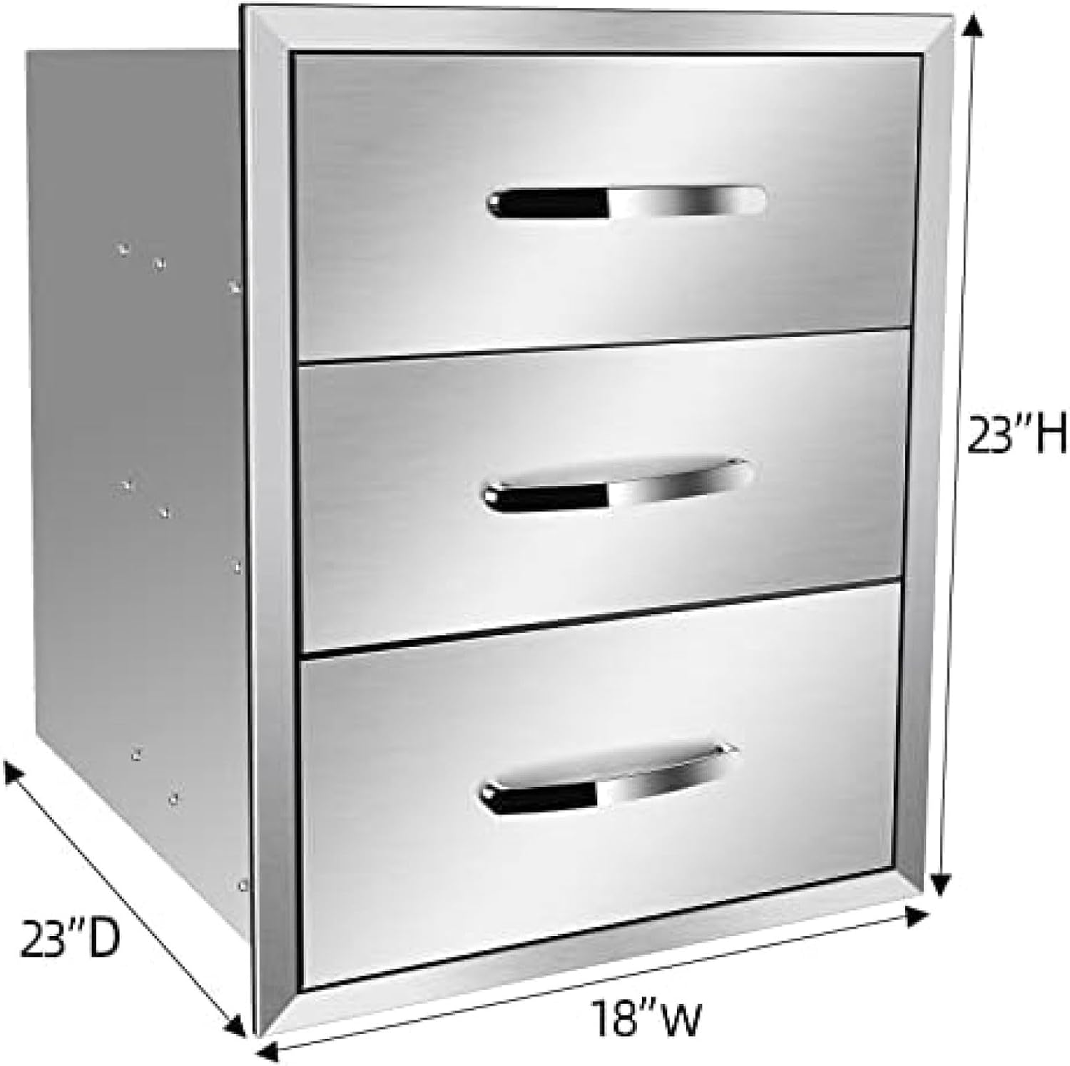 Stainless Steel Double Drawers for Outdoor Kitchen Grilling Station - 18Wx23Dx23H-3L