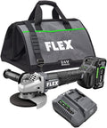 FLEX 24V Brushless Cordless 5-Inch 10,000 RPM Variable Speed Paddle Switch Angle Grinder Kit with 5.0Ah Lithium Battery and 160W Fast Charger - FX3171A-1C