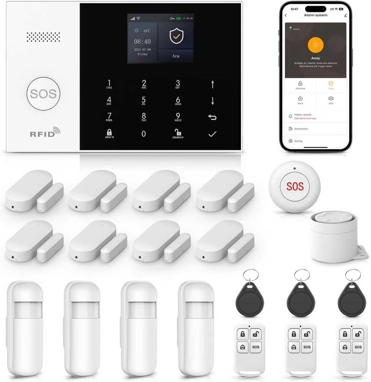 LWOHSI Wireless Alarm System,DIY 4G/WiFi Home Security Systems,Phone APP Alert,Door/Window and Motion Sensors,Remote Control for Home,Apartment,No Contract Fee