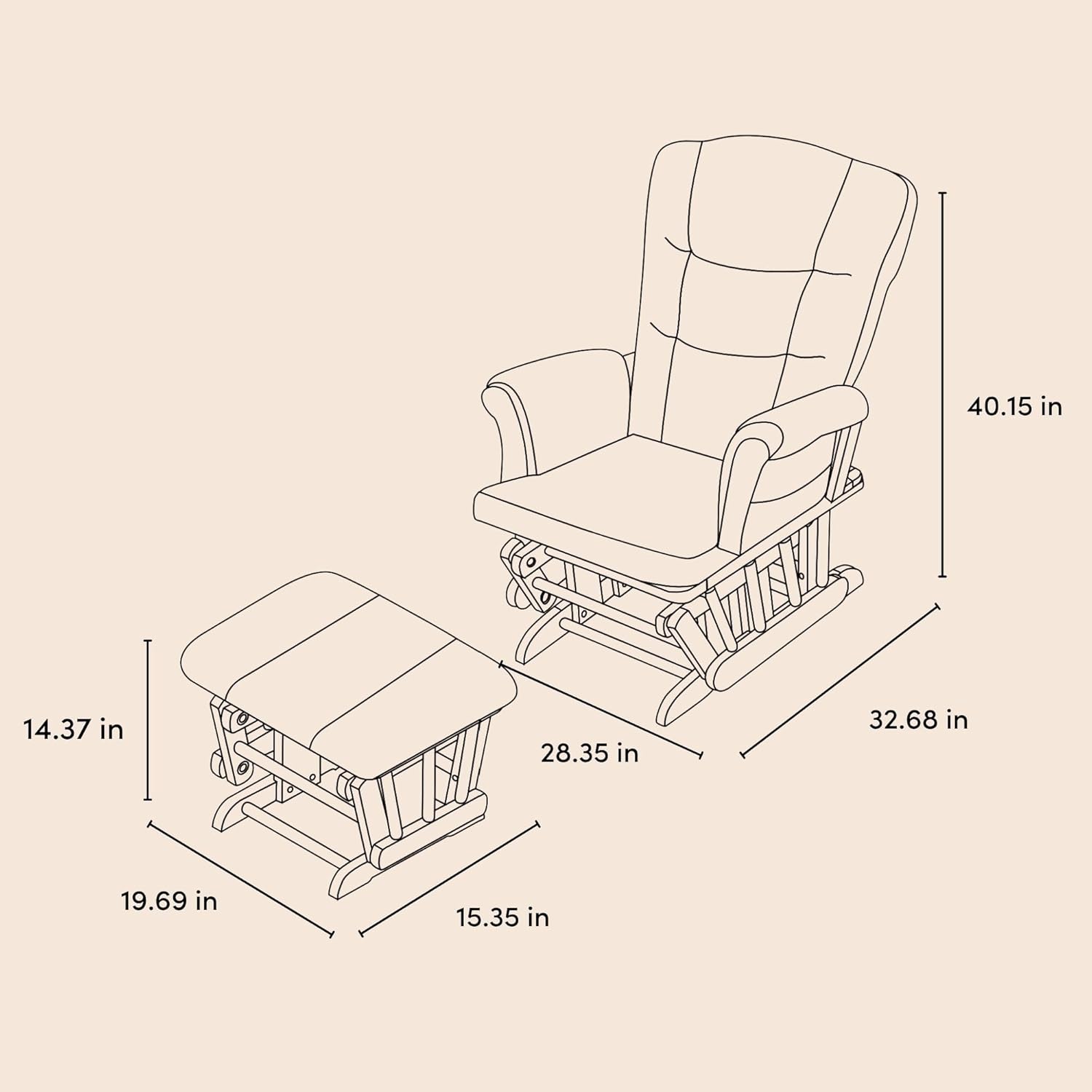 Storkcraft Tuscany Custom Glider and Ottoman with Free Lumbar Pillow (Espresso/Grey) - Cleanable Upholstered Comfort Rocking Nursery Chair with Ottoman