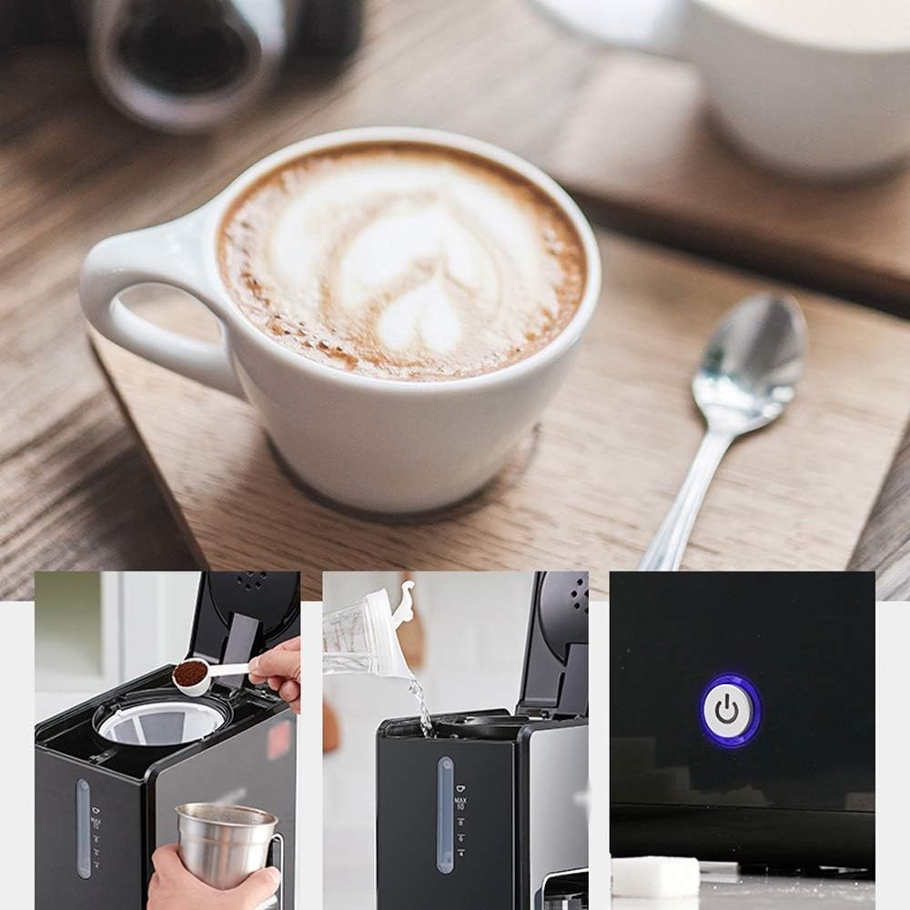 Coffee Machine Coffee Machine, American Espresso and Cappuccino Machine,Keep Warm Functio Avoid Clogging Grinder,1.2L 900W Compatible with Family,Office,Compatible