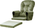 Lucky Monet 5Pcs Glider Rocker Replacement Cushions - Velvet Glider Cushions Replacement Set with Side Storage Pockets, Thick Glider Chair Cushions Washable & Non Slip, Cushion ONLY - Green