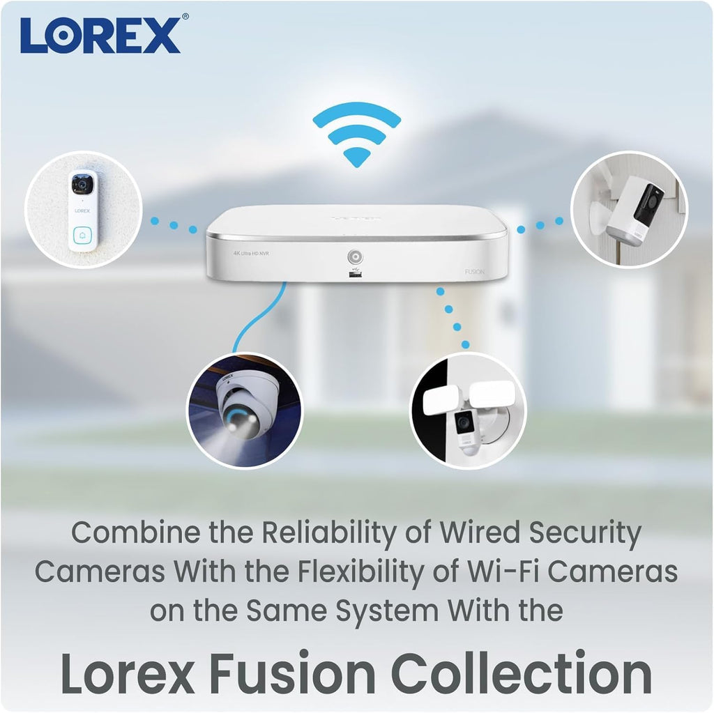 Lorex 4K 8MP IP PoE White Wired Security Dome Camera | Add-On Camera | Color Night Vision | Smart Motion Detection (Person/Vehicle) | Listen-in Audio | IP67 Weatherproof | Metal Housing