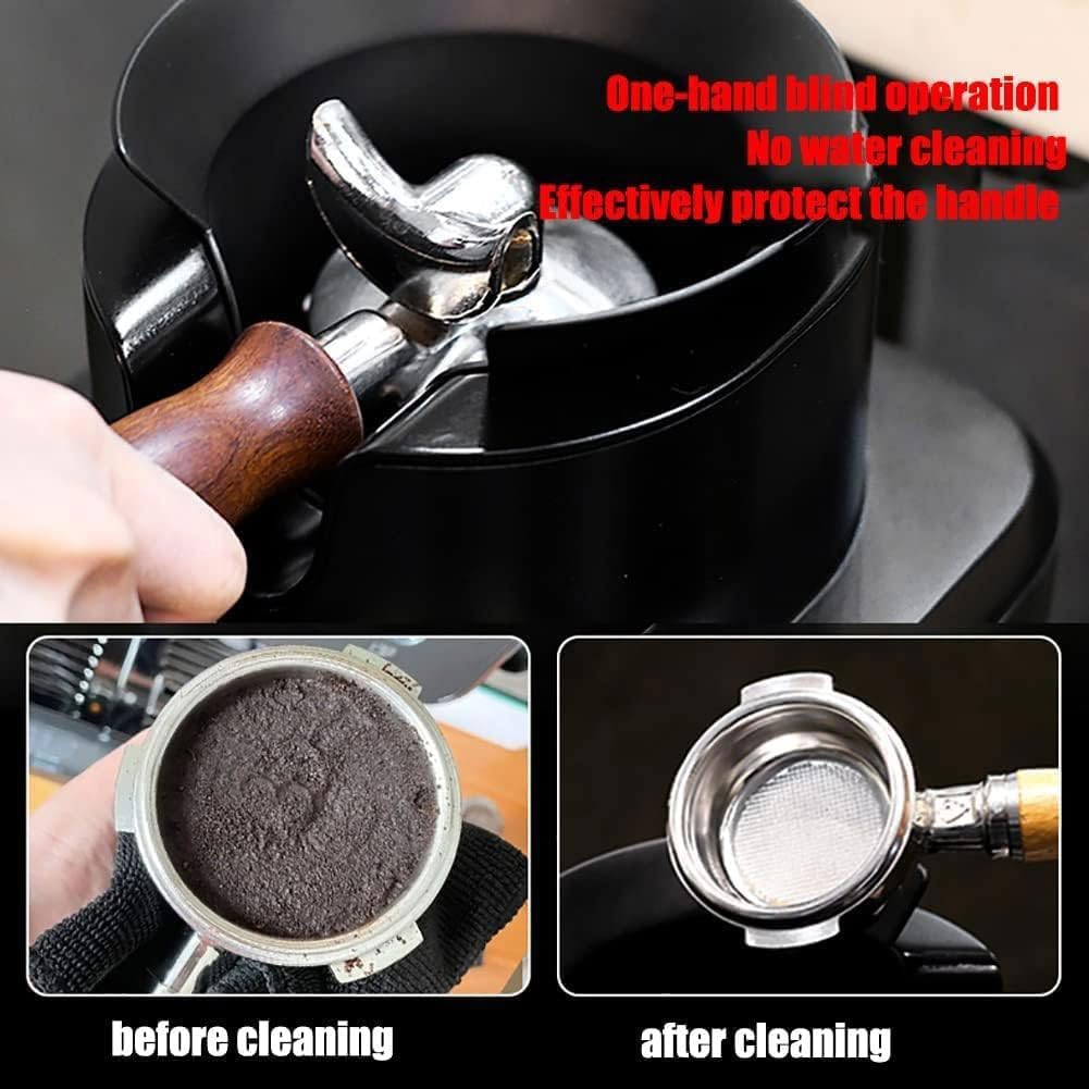 Electric Coffee Portafilter Cleaning Machine,Automatic Coffee Portafilter Knock Box Cleaning Tool with 3 Brush Head,5s Fast Clean