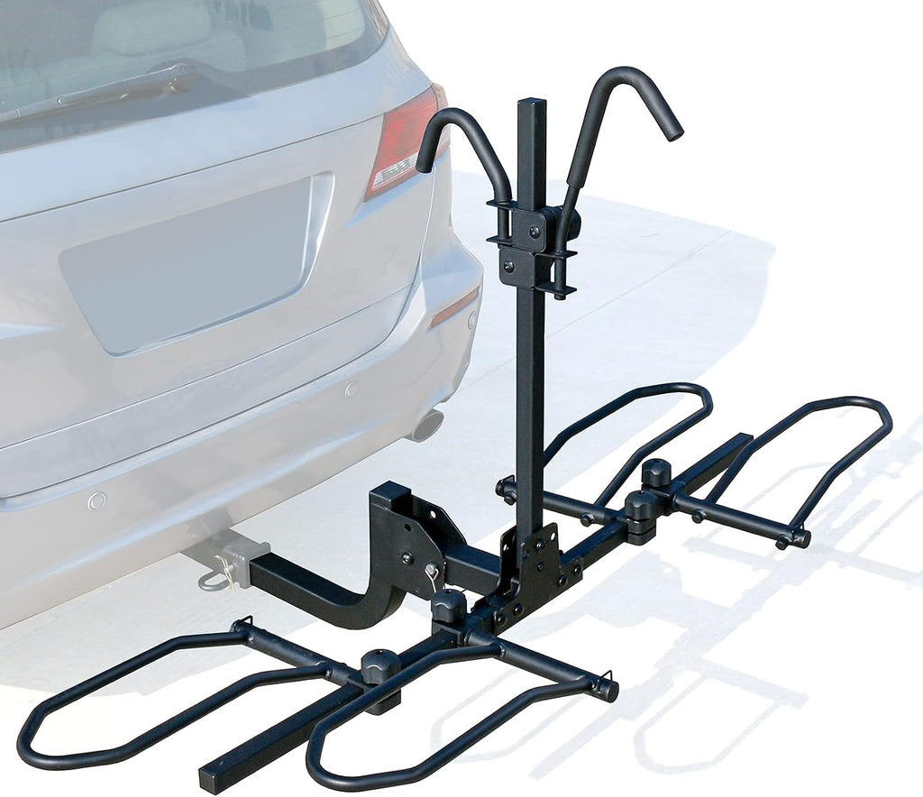 Leader Accessories 2-Bike Platform Style Hitch Mount Bike Rack, Tray Style Bicycle Carrier Racks Foldable Rack for Cars, Trucks, SUV and Minivans with 2' Hitch Receiver - Quick Hitch Pins Design