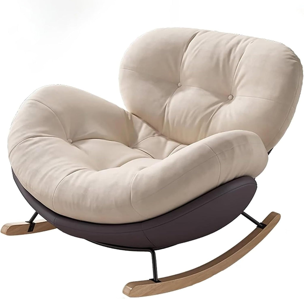 Oversized Rocking Chair for Nursery, Indoor Big Comfy Chair with High Back, 440lb Capacity Reclining Papasan Chair for Living Room (Orange)