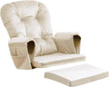 5PCS Glider Rocker Replacement Cushions Thick Soft Velvet Glider Cushions Replacement Set with Ottoman Cushion and Storage Pockets for Nursery Wooden Rocking Chair, Beige